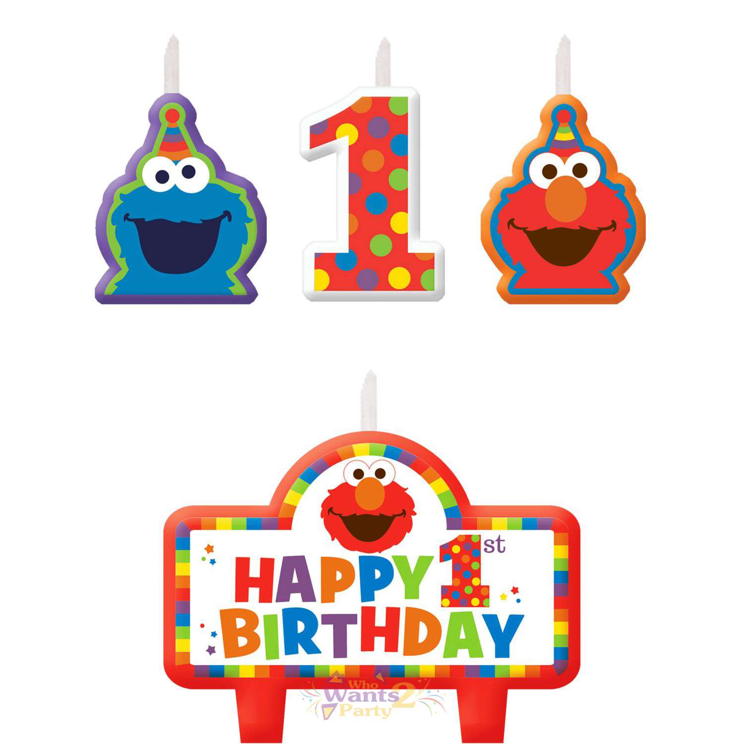 Elmo 1st Birthday Candles Set Of 4 Elmo Party Supplies Who